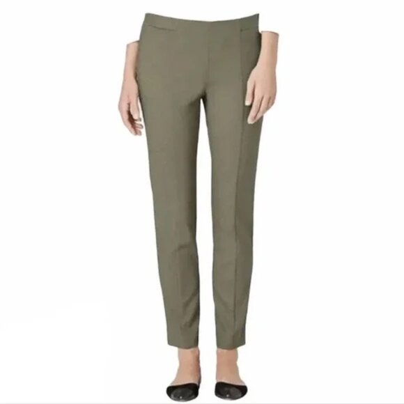 J JILL Essential Slim Ankle Pants 10 Stretch Ponte Elastic Waist Pull On Green - Picture 2 of 13